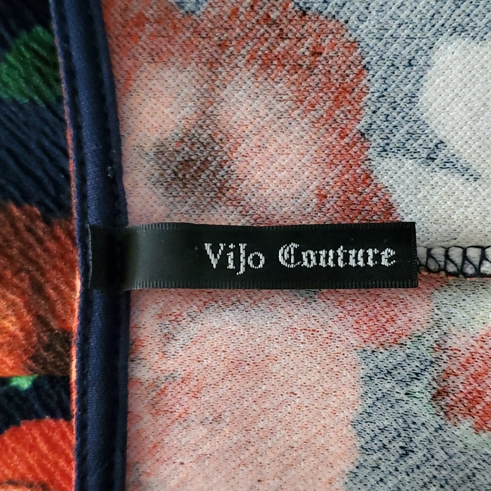 🆕️ ViJo Couture Black & Orange Floral Bodycon Dress SIZE: S - Picture 12 of 13